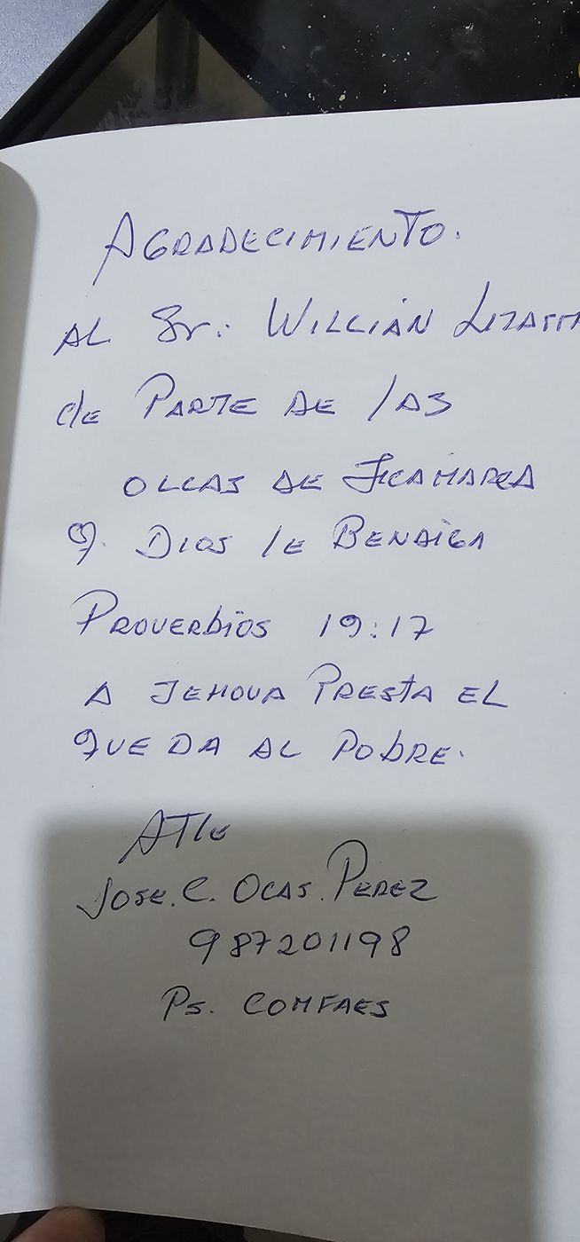Thank-you note from the ollas comunes of Jicamarca
