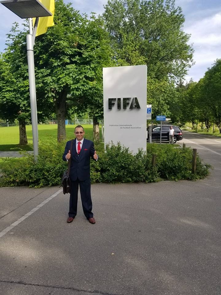 At the entrance of FIFA headquarters