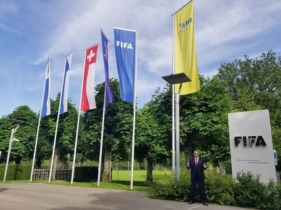 At the entrance of FIFA headquarters