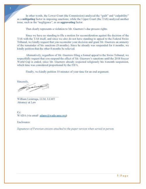 Amnesty petition to FIFA President Gianni Infantino — page 5 of 5